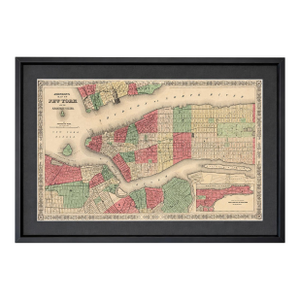New York City Map by Johnson, Framed (Circa 1864)