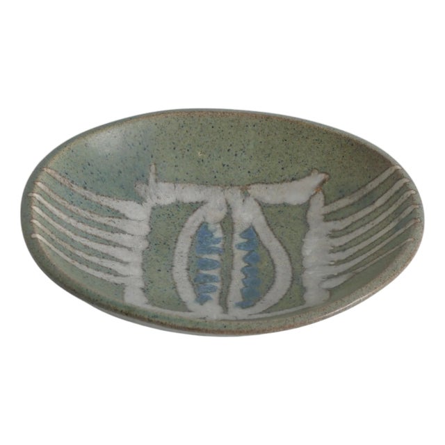 Mid-Century Modern Handmade Stoneware Bowl with Abstract Motif, 1960s For Sale