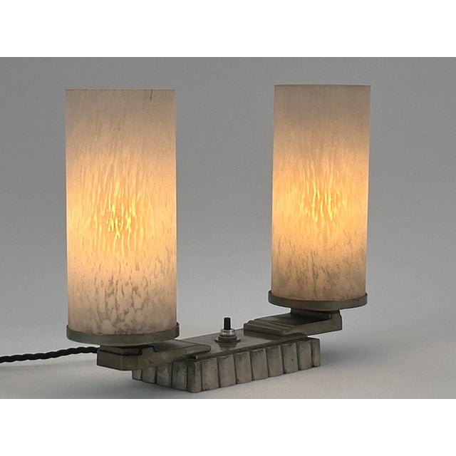 Art Deco Brass and Glass Table Lamp, France, 1920s For Sale - Image 10 of 18