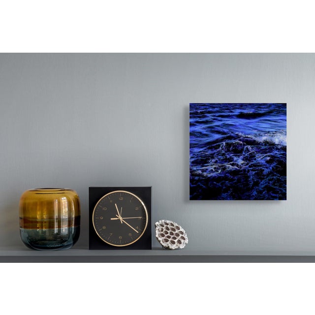 Deep Blue by Anna Wypych | Oil on canvas Abstract depiction of ocean waves in deep blue tones. For Sale - Image 4 of 5