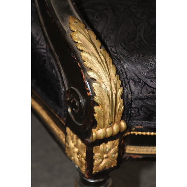 Fine Quality Distressed Ebonized French Bronze Mounted Louis XVI Armchair For Sale In Philadelphia - Image 6 of 9