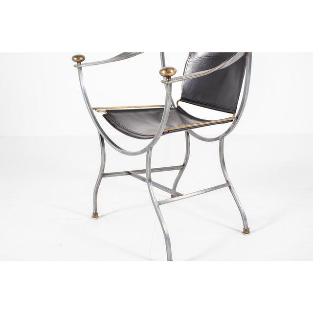 Black Pompei Armchair in Bronze and Black Leather by Alberto Orlandi, 1980s For Sale - Image 8 of 12