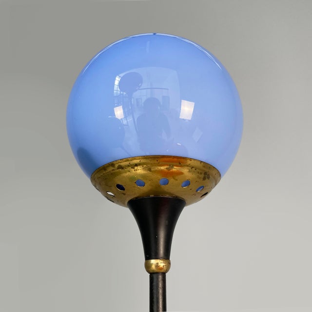 Blue Mid-Century Modern Italian Alberello Floor Lamp attributed to Stilnovo, 1950s For Sale - Image 8 of 18
