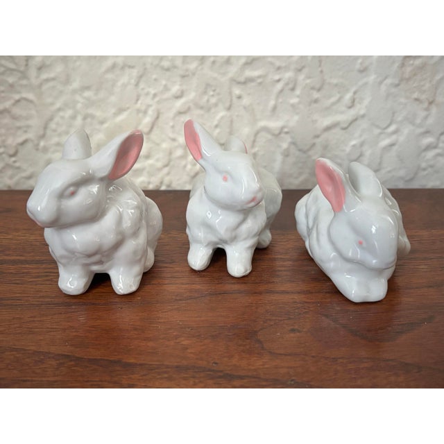 Ceramic Vintage Trio of White Bunny Rabbits For Sale - Image 7 of 9