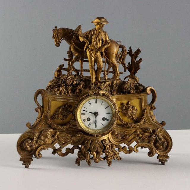 Gilded Antimony Mantel Clock For Sale - Image 13 of 13