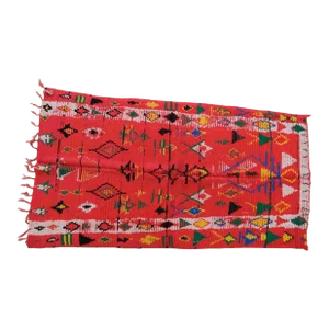 1980’s Moroccan Tribal Red Berber Rug - 5.9 X 2.92 Ft