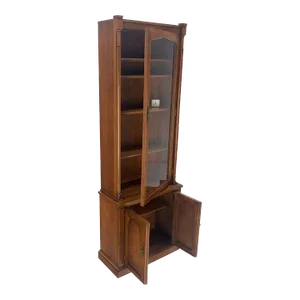 Single Glass Door Solid Cherry Tall Bookcase Cupboard Bottom Compartment