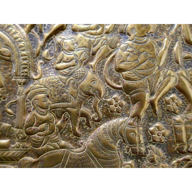 Goldenrod Large Oval Asian Brass Wall Hanging Marriage Charger, 1850s For Sale - Image 8 of 12