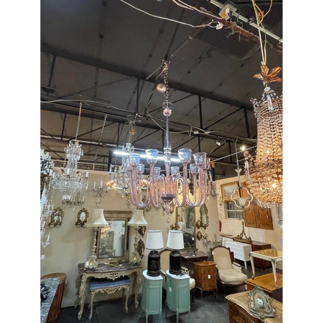 Transparent Modern Lavender Murano Glass 10 Arm Chandelier For Sale - Image 8 of 9
