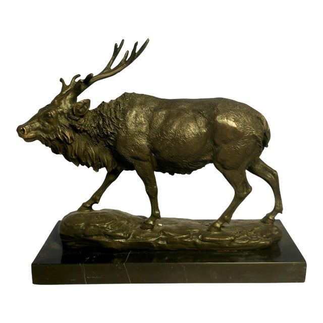 1960s Northern Deer Bronze Statue by Miguel Fernando Lopez For Sale