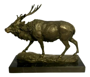 1960s Northern Deer Bronze Statue by Miguel Fernando Lopez