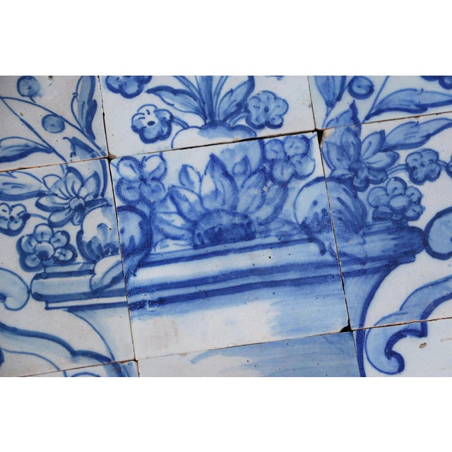 Tile Mural Panel Depicting a Baroque Jardinière With Flowers, Portuguese, 18th Century For Sale - Image 11 of 12
