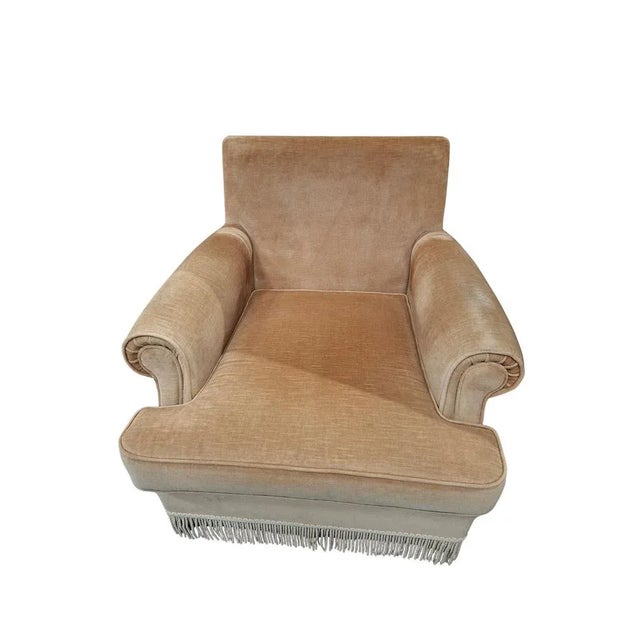 Brown Chenille Living Room Set with Decorative Fringe, 1970s, Set of 3 For Sale - Image 8 of 11