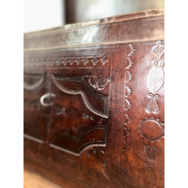 Tuareg Leather and Wood Trunk For Sale - Image 4 of 8