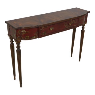 Maitland Smith Chinoiserie Decorated Mahogany Console Table For Sale
