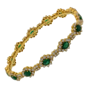 Emerald Diamond Gold Eternity Bangle