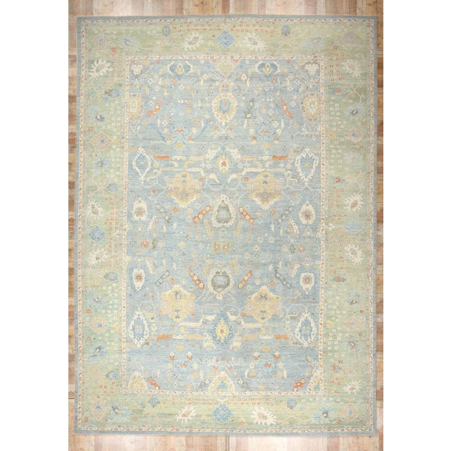 Sky Blue Oversized Light Blue Persian Sultanabad Rug - 16'03 X 22'07 For Sale - Image 8 of 8