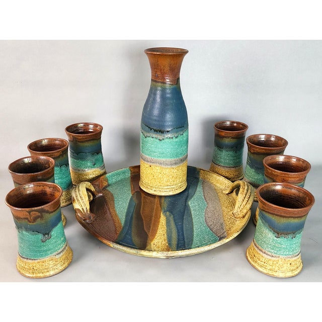 Blue Jim Ulmer Stoneware Drink Serving Set For Sale - Image 8 of 12