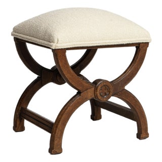 Early 20th Century Regency Curule Stool With Upholstered Seat For Sale