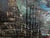 Wood Large Signed Mid-Century Modern Harbor Scene Oil Painting, Palette Knife Maritime Cityscape For Sale - Image 7 of 9