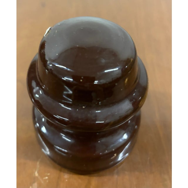 Traditional Antique Brown Ceramic Glazed Insulator For Sale - Image 3 of 6