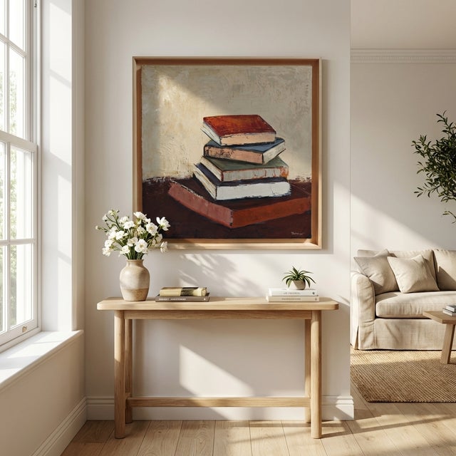 Le Silence Des Livres, Textured Still Life With Books Books, Contemporary Framed by Sophie Dumont For Sale - Image 9 of 9