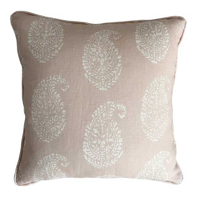 Contemporary Peter Dunham Pink Kashmir Paisley Fabric Pillow Cover For Sale