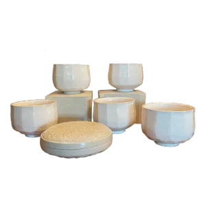Japanese Ceramic Crackle Glaze Teabowls and Box