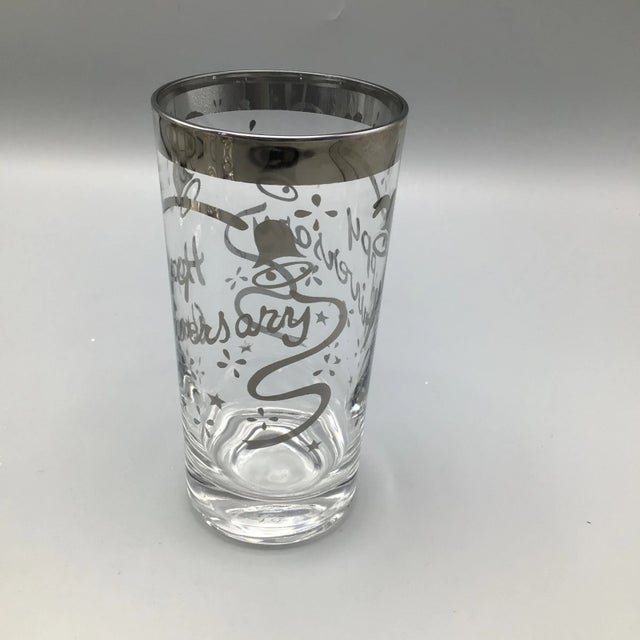 Happy Anniversary Platinum Rim Cocktail Glasses-Set of 6 For Sale - Image 4 of 13