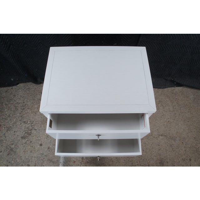 Woodbridge Furniture Late 20th Century Pair of Tobi Fairley for Woodbridge Petite Sarah Carrara Bedside Chests Nightstands For Sale - Image 4 of 12