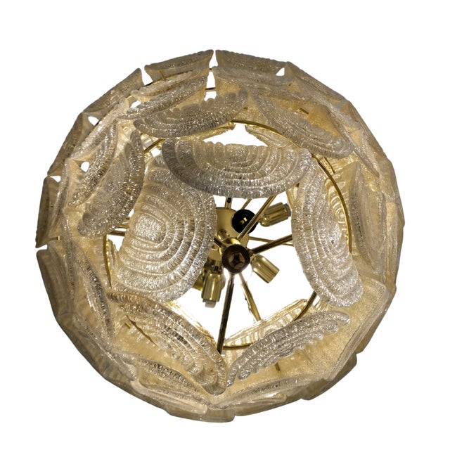 Art Deco Pendant Lamp in Gold Murano Glass For Sale - Image 3 of 6