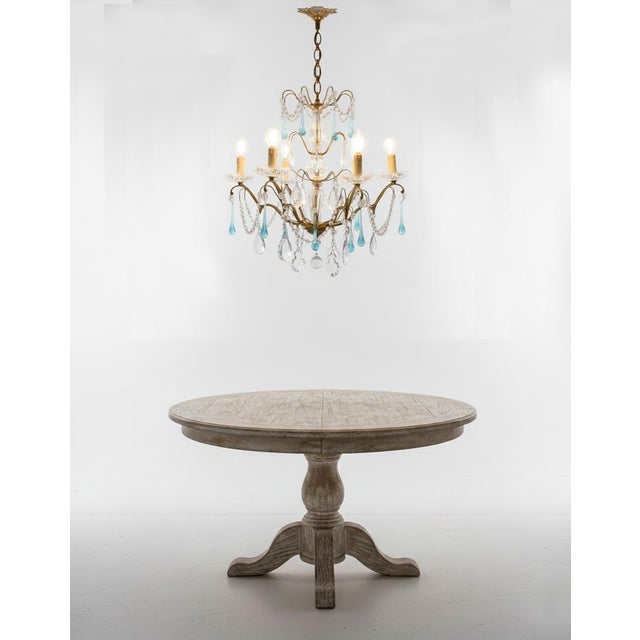 French 6-Arm Chandelier in Brass and Crystals, 1960s For Sale - Image 3 of 8