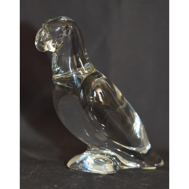 Vintage Baccarat France Clear Crystal Parrot Figurine Signed Art Glass Bird 4" For Sale - Image 10 of 15