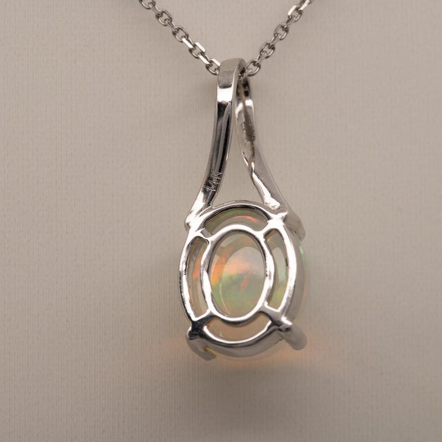 White 2.3Ct Ethiopian Pendant With Earth Mined Diamond Accents: Solid 14k Gold, 10x8mm For Sale - Image 8 of 8