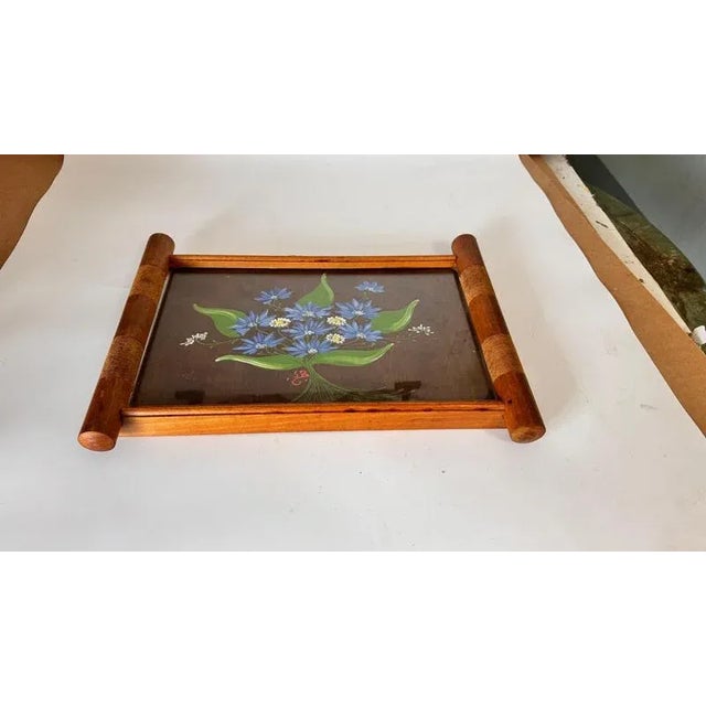 Art Deco Wood Marquetry Tray, Brown Color, Wood France 1940s.