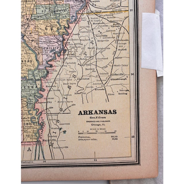19th Century George F. Cram "Texas" Full Sheet Atlas Map With Reverse Half Sheet "Arkansas" and "Indian Territory" Maps c.1887 For Sale - Image 13 of 17