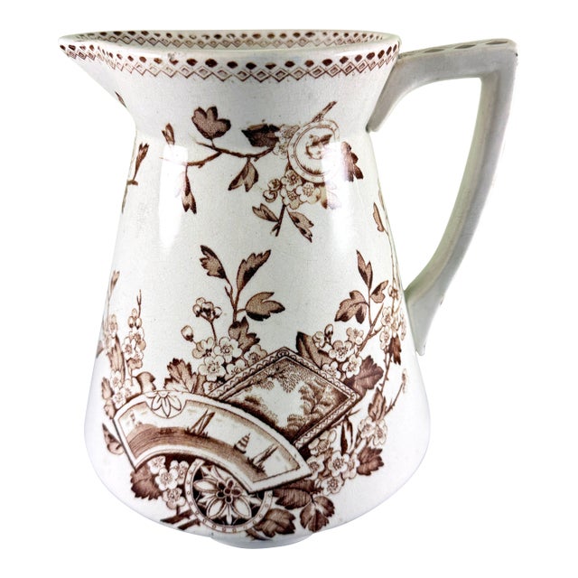 English Aesthetic Movement Large Ironstone Pitcher For Sale