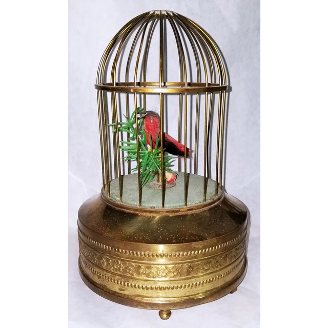Metal Vintage Automoaton Signing Mechanial Bird Music Box For Sale - Image 7 of 7