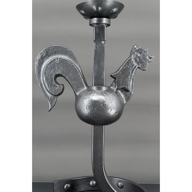 Gray Wrought Iron Rooster Lamp by Jean Touret, 1950s For Sale - Image 8 of 16