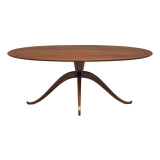 Oval Dining Table in Walnut attributed to Franco Buzzi, Italy, 1940s For Sale