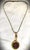 Antique Carved Carnelian Gold Round Pendant Necklace, Initial "F", Snake Chain, Toggle For Sale - Image 12 of 12