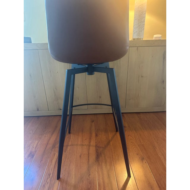 Gage Faux Leather Swivel Bar Stools. Set of 3 For Sale - Image 10 of 12