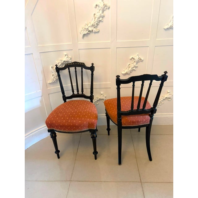 Antique Victorian Ebonised & Gilt Dining Chairs, 1880, Set of 4 For Sale - Image 13 of 18