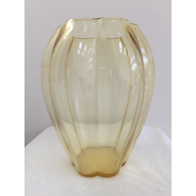 Art Deco George Sakier for Fostoria Glass Company Gold “Lotus” Vase For Sale - Image 3 of 6