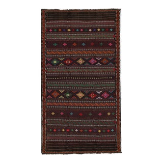 1950s Vintage Baluch Tribal Kilim in Brown With Multicolor Patterns by Rug & Kilim For Sale