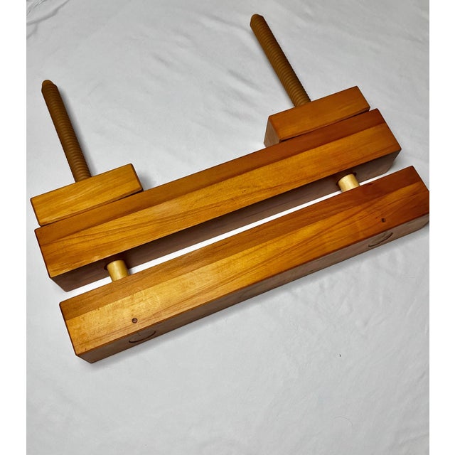 Vintage professional bookbinding double-block finishing press. Solid wood blocks with two large hand-screws to clamp the...