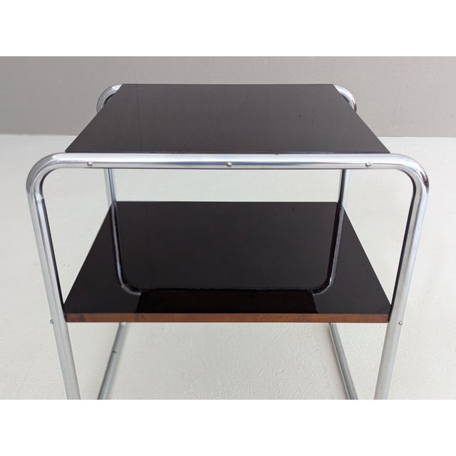 Brown Bauhaus Side Table B 12 by Marcel Breuer for Mücke Melder, 1930s For Sale - Image 8 of 17