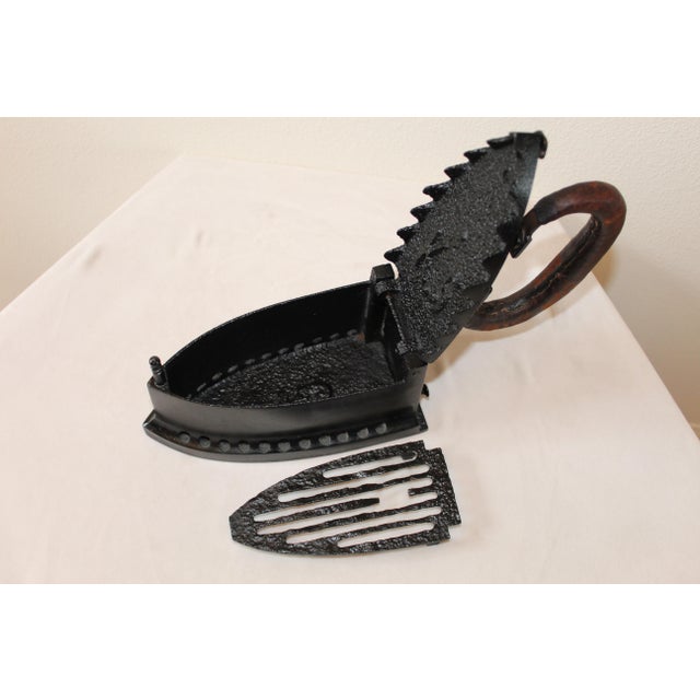 Antique Cast Iron Charcoal Sad Iron With Arched Handle | Early 20th Century For Sale - Image 10 of 14