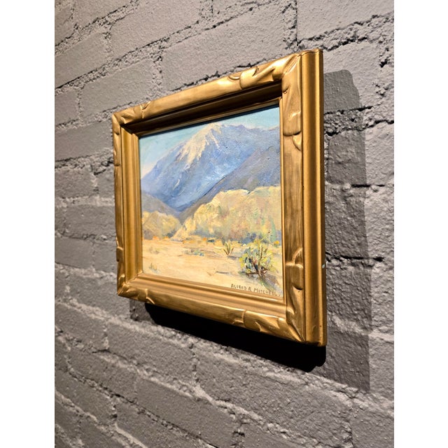 Slate Gray Alfred Richard Mitchell -Desert Mountain Landscape-1930s California Oil Painting For Sale - Image 8 of 10