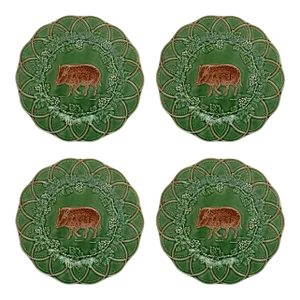 Bordallo Pinheiro Woods Snack Plates, Boar, Set of 4